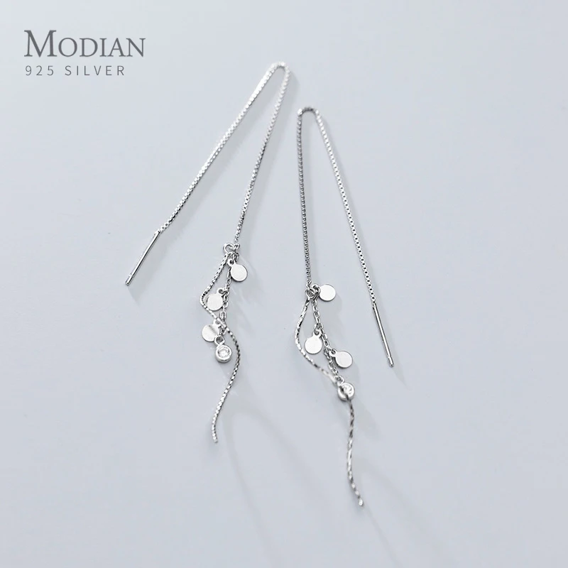 MODIAN 925 пробы серебряные сверкающие циркониевые Длинные цепи с блестками