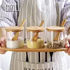 Кухонная банка для приправ, конфет, печенья, чая, кофе, зерен, контейнер с деревянной крышкой для специй, продуктов, банки для хлопьев, кухонные принадлежности