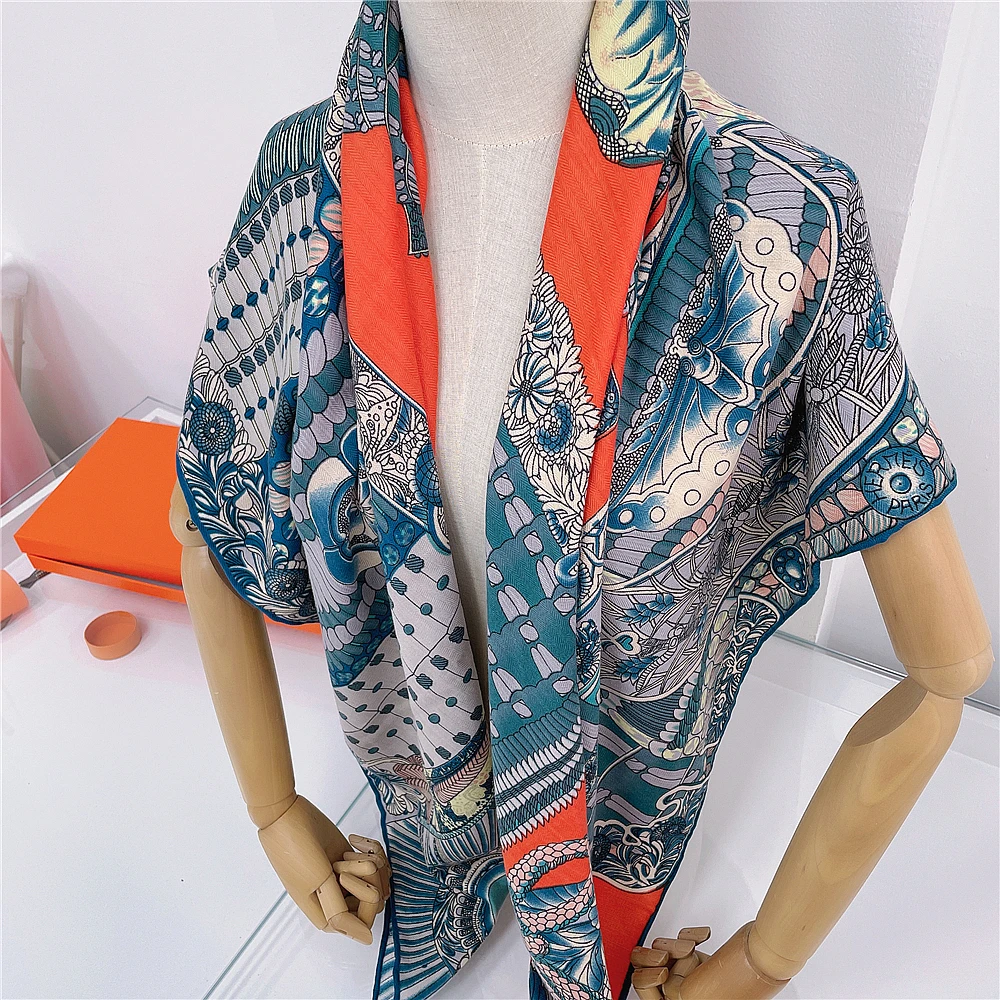 Шелковый кашемировый шарф POBING женские шали ручной работы палантин квадратные