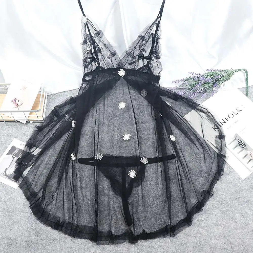 Экзотическая ночная рубашка кружевное Прозрачное нижнее белье Женская