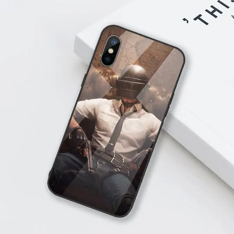

pubg Game Hard Phone Case Tempered glass For iphone 6 6S 7 8 plus X XS XR 11 12 mini PRO MAX