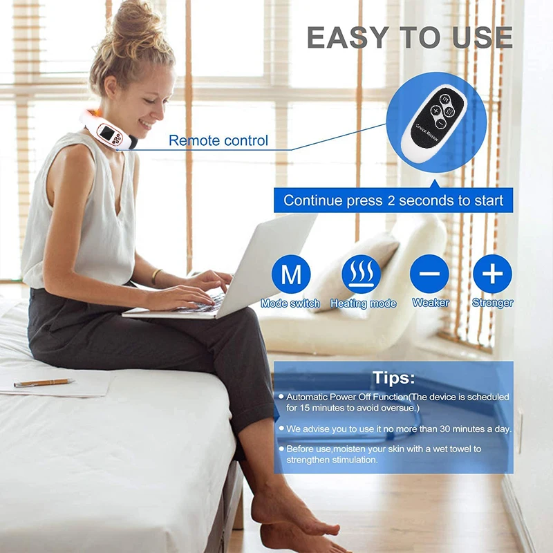 

4D Smart Electric Vertebra Neck Massager TENS Heating Pulse Cervical Massage For Back Neck Pain Reliever Remote Control Apparatu