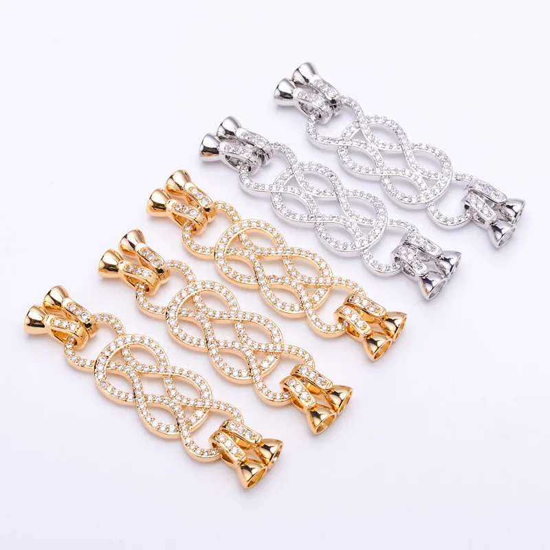 

DIY Necklace Bracelet Connectors Clasp 18K Gold Plating Copper Cubic Zirconia Clasps For Jewelry Making Fastening Accessories