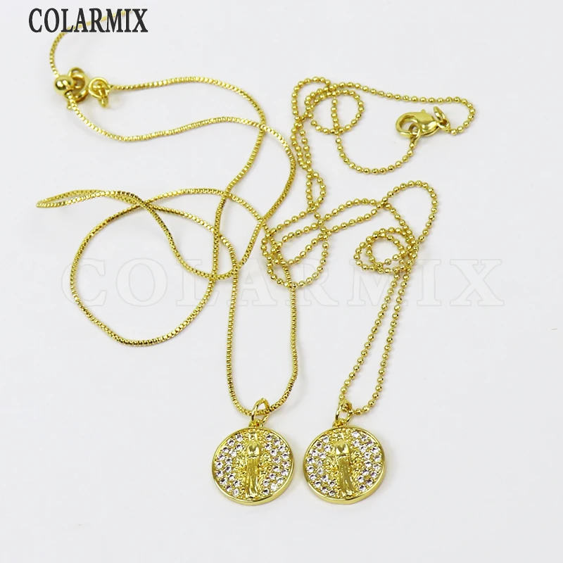 8 шт Циркон Иисус Стиль кулон ожерелье ювелирные изделия аксессуары круглые