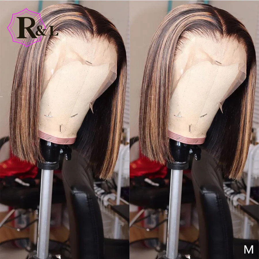 Короткие парики RULINDA с эффектом омбре 13*6 из человеческих волос на сетке спереди