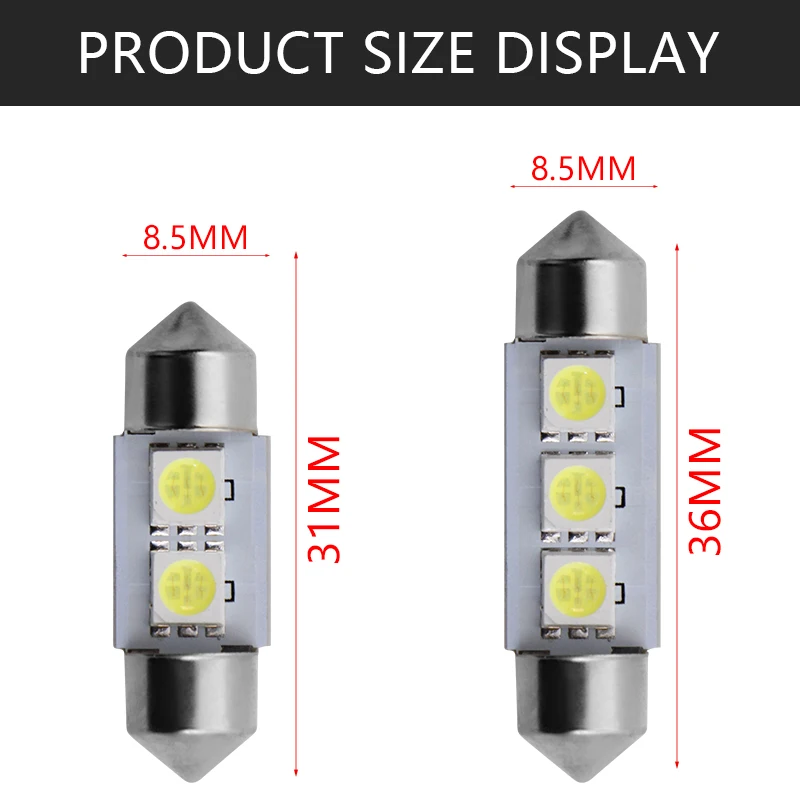 10 шт. Автомобильные светодиодные C5W 5050 3 Smd 3Smd 31 мм 36 мм 39 мм 41 мм Dc 12 В лампа для внутреннего корпуса двери свет лампочка указателя поворота