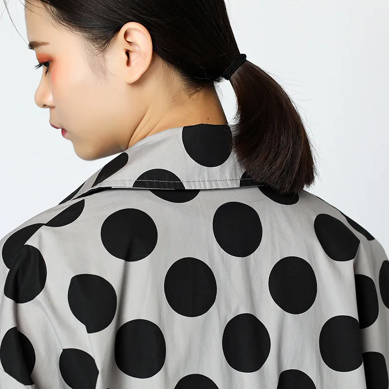 XITAO Длинная блузка с разрезом корейская мода отложной воротник размера плюс