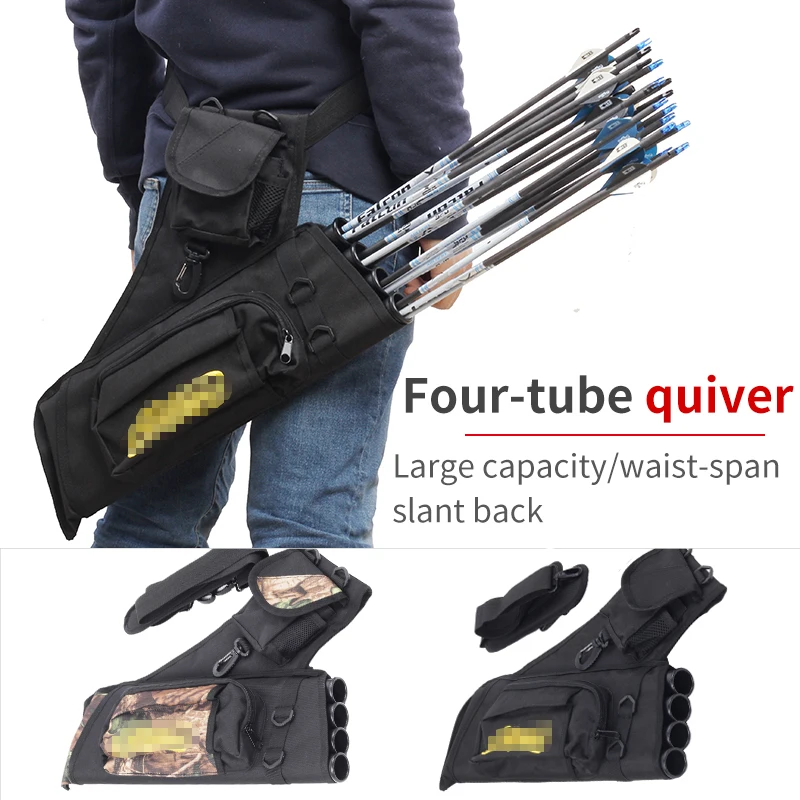

Waist Quiver Four Tube Quiver Detachable Pipe Adjustable Shoulder Strap And Belt Can Hold 30 Arrows for Archery Shooting