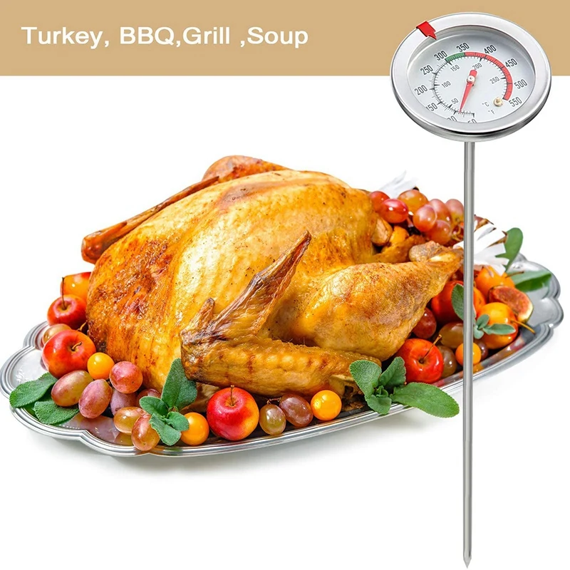 

2 Pcs Stainless Steel Thermometer Instant Reading Dial Thermometer Fried Thermometer with Metal Clip and 2 Pcs Sleeve