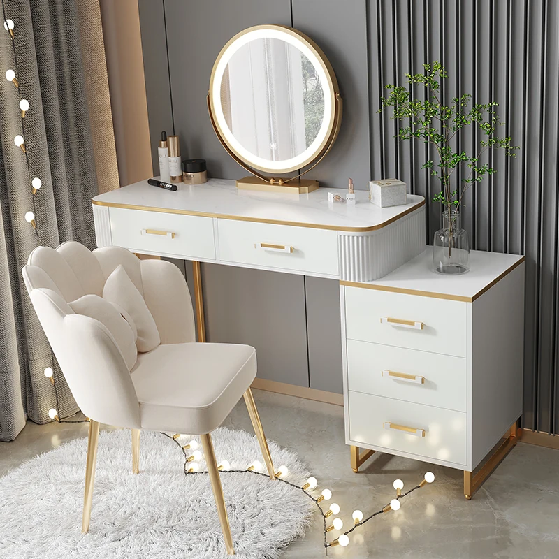 

Dresser Bedroom Modern Minimalist Nordic Light Luxury Small Apartment Multifunctional Cabinet Makeup Table Vanity Table Set