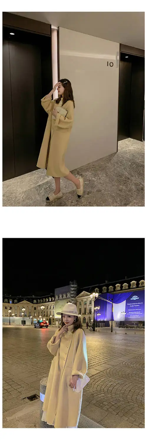 New High Grade Double-Sided Woolen Coat In Long Wool Coat Doll Collar Fashion A-Line Loose Woolen Coat Women Winter Warm