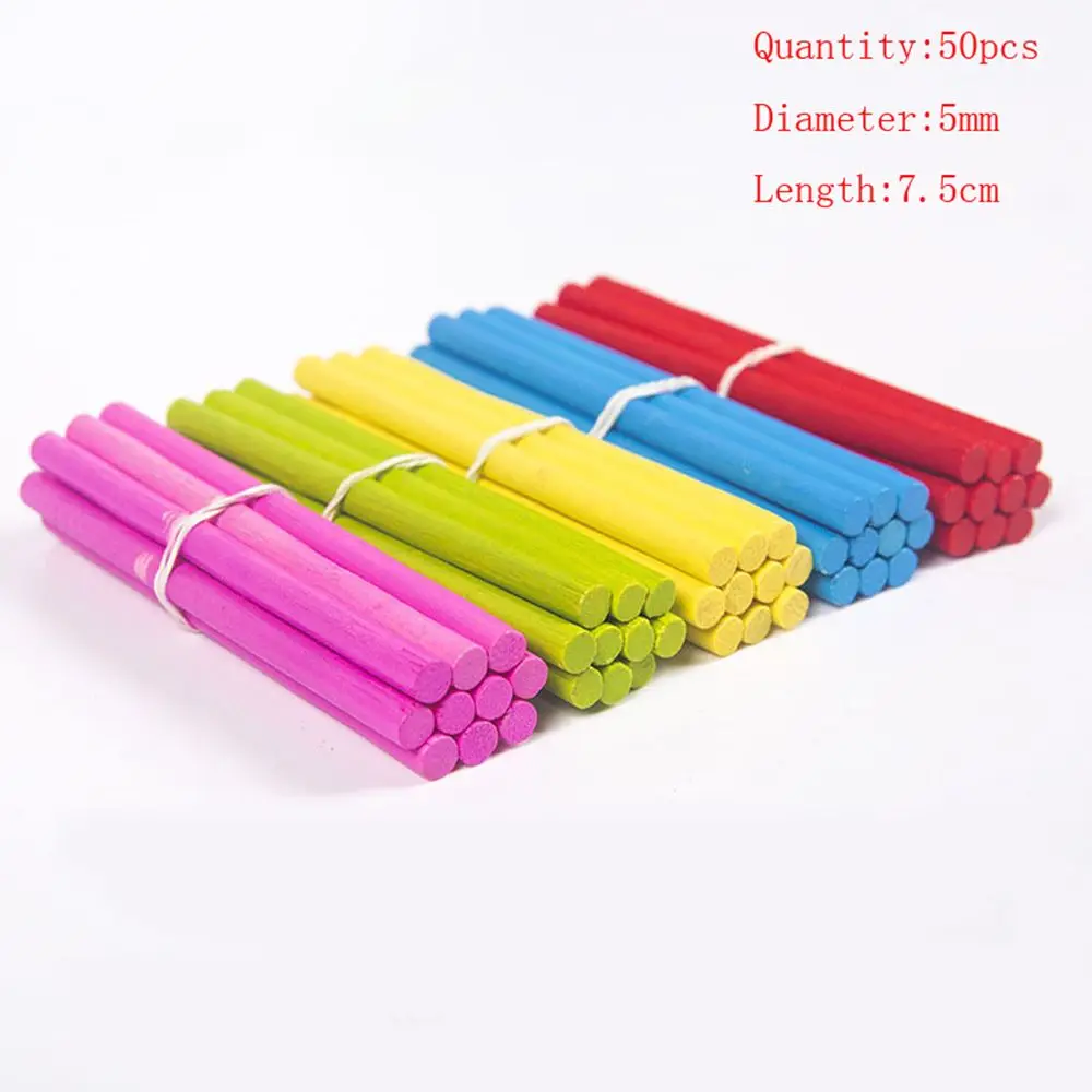 50 pcs 50/100 шт деревянные развивающие стержень бамбук цветные детские учебные пособия детские игрушки для математики дошкольного обучения Счетные палочки - Цвет: 50 pcs
