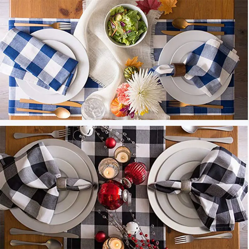 Хлопчатобумажная Рождественская скатерть Buffalo Plaid Настольная дорожка s