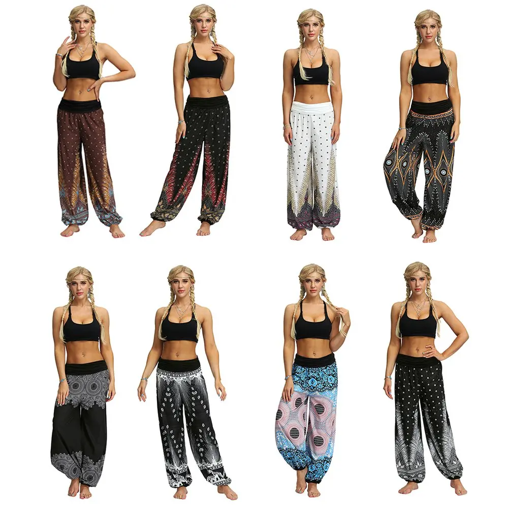 

Ethnic Style 3D Print India Belly Dance Pants Wide Leg Harem Fashion Yoga Trousers Loose Fitness Pants for Women
