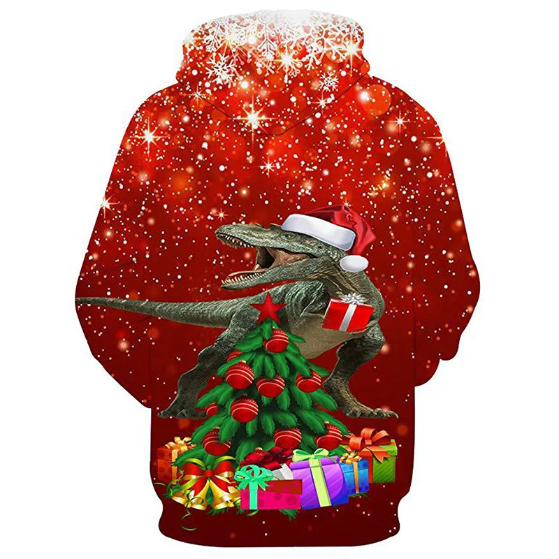 Унисекс Рождественский подарок динозавра 3D цифровой принт свободный свитер с