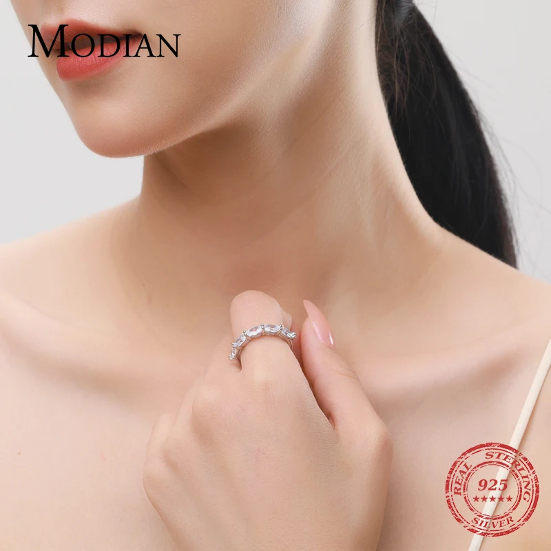 MODIAN 925 Стерлинговое Серебро Роскошные большие прозрачные циркониевые Свадебные