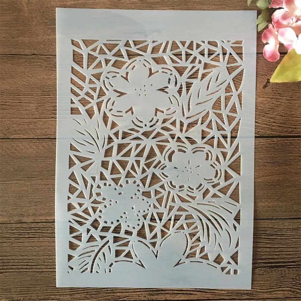 

A4 29cm Plum Flower Grid Texture DIY Layering Stencils Wall Painting Scrapbook Coloring Embossing Album Decorative Template