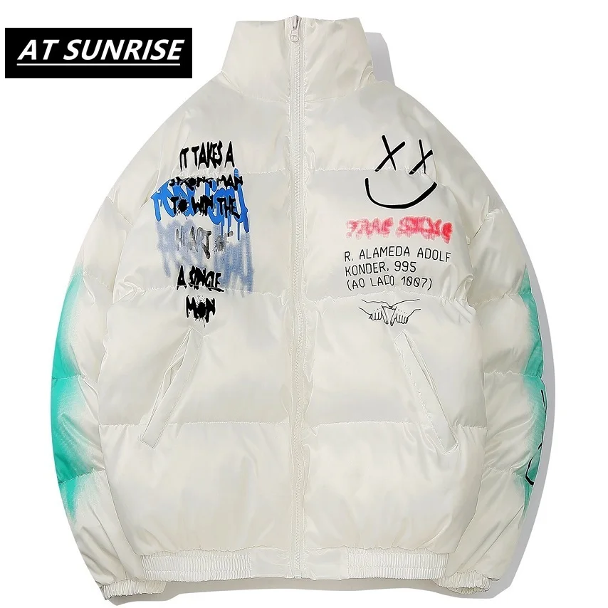 Мужская/женская уличная куртка с принтом граффити в стиле хип-хоп толстая зимняя