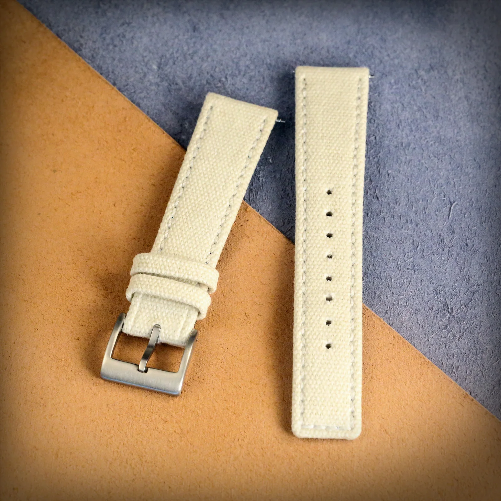 Ремешок Hemsut из текстиля для наручных часов быстросъемный белый браслет двух