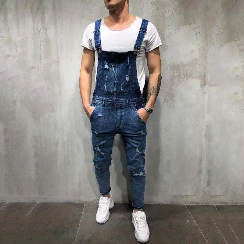 Новинка 2021 модный мужской джинсовый комбинезон мужские брюки для столярных