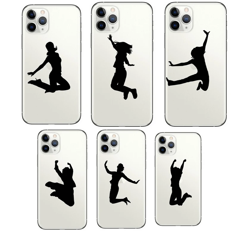 

happy music jumping silhouette soft clear phone case cover for iPhone 13 12 mini 11 Pro 7 6 6S 8 plus 5S SE X XR XS MAX