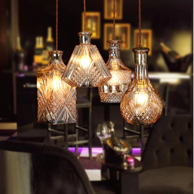 Стеклянные подвесные светильники в стиле ретро для кафе и бара | Освещение