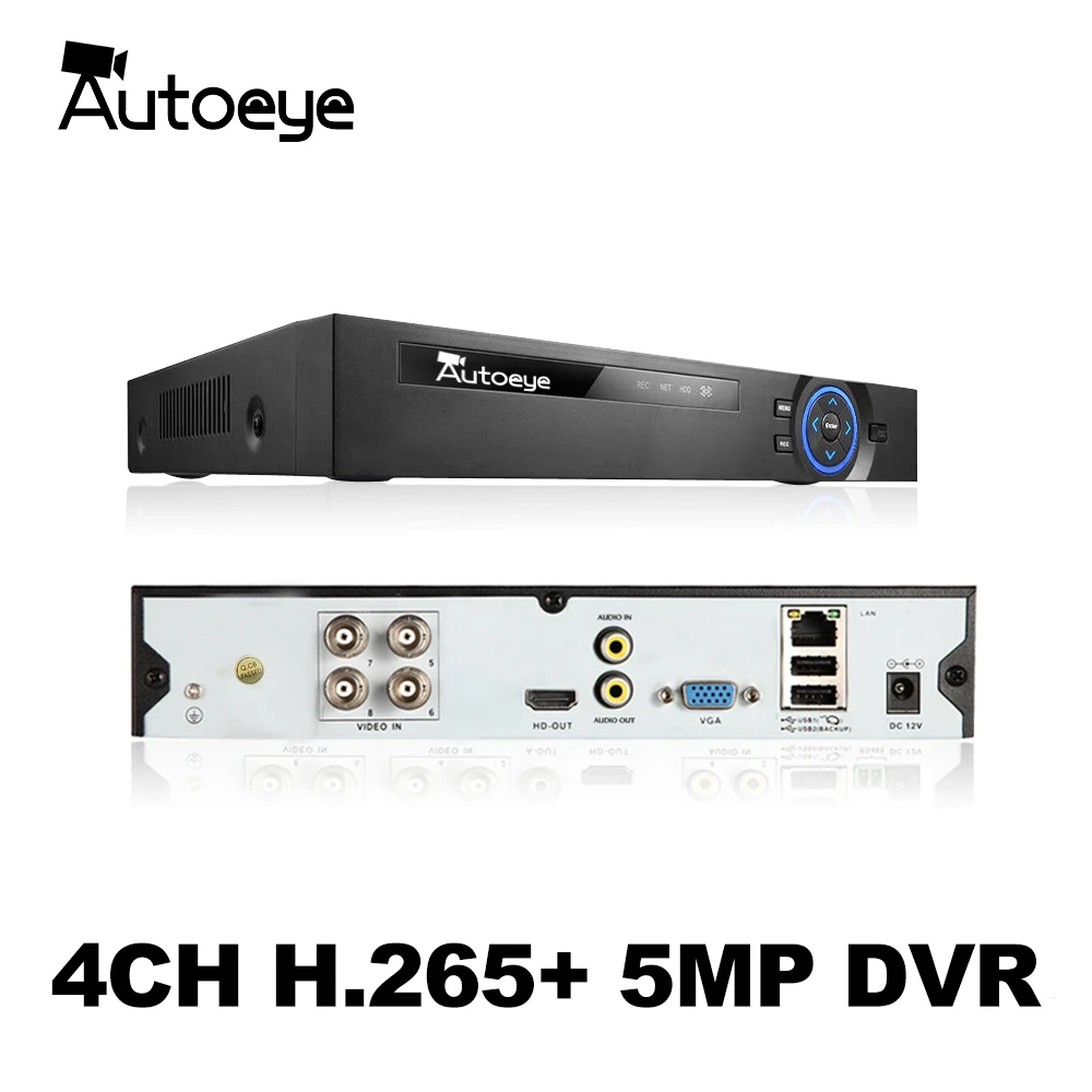 

Autoeye 6in1 H.265+ 4ch AHD DVR for AHD TVI CVI 5MP 4MP 1080P 720P Camera CCTV Recorder NVR IP CAMERA Xmeye Onvif CCTV DVR