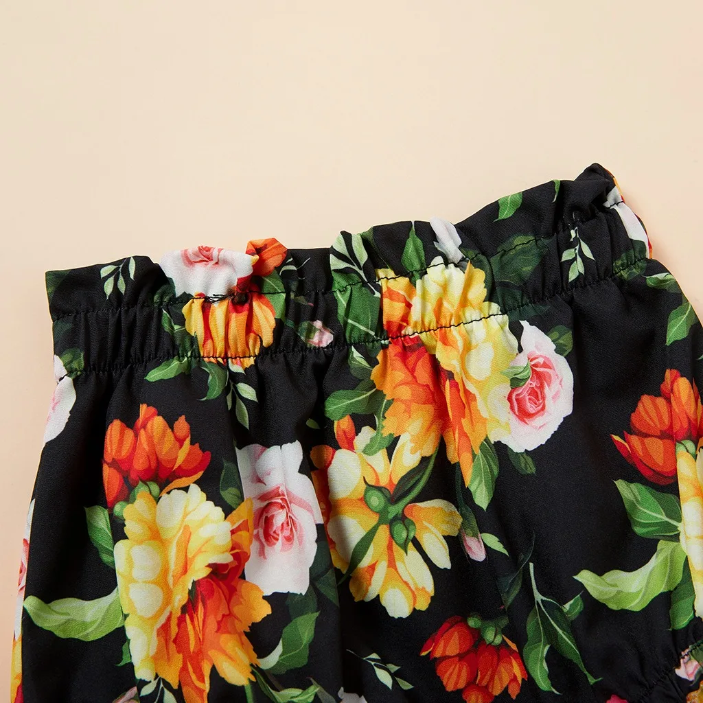 

3-Piece Sweet Baby Girl Summer Set Solid Top and Floral Shorts and Headband Set for Baby Girl and Girl