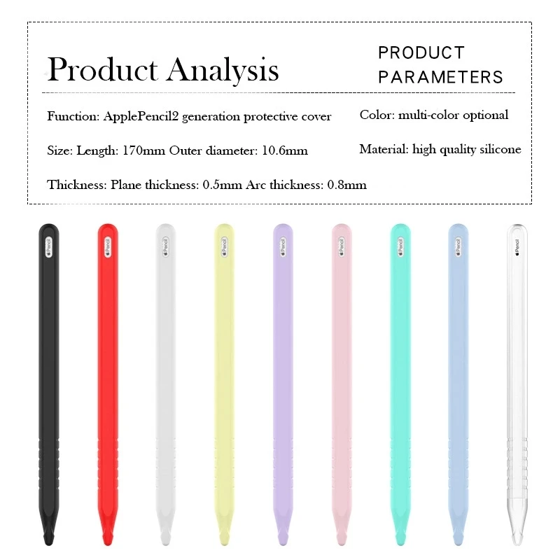 

For Apple Pencil 2 Case Soft Silicone Holder Pen Cover Compatible For Ipad Tablet Touch pen Protective Case 2020
