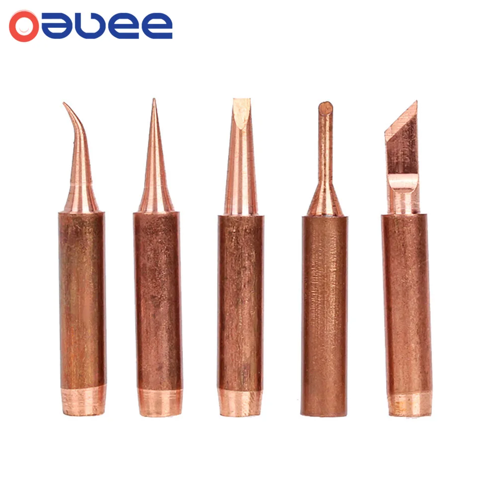 

Oauee 5pcs Pure Copper Lead-free 900M-T-K Soldering Iron Tip for Soldering Rework Station