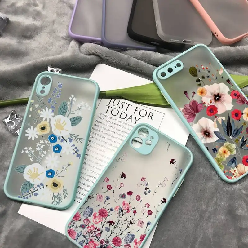 

Relief Flower Lavender Pretty Phone Case matte transparent For iphone 7 8 11 12 13 plus mini x xs xr pro max cover