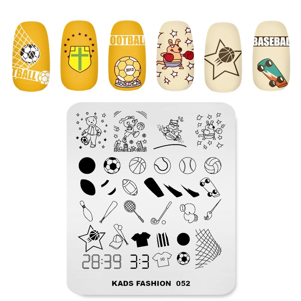 1pc Nail Stamping Plates Football Basketball Skateboard Art Template Design Image Plate Stencils For DIY Nails | Красота и здоровье
