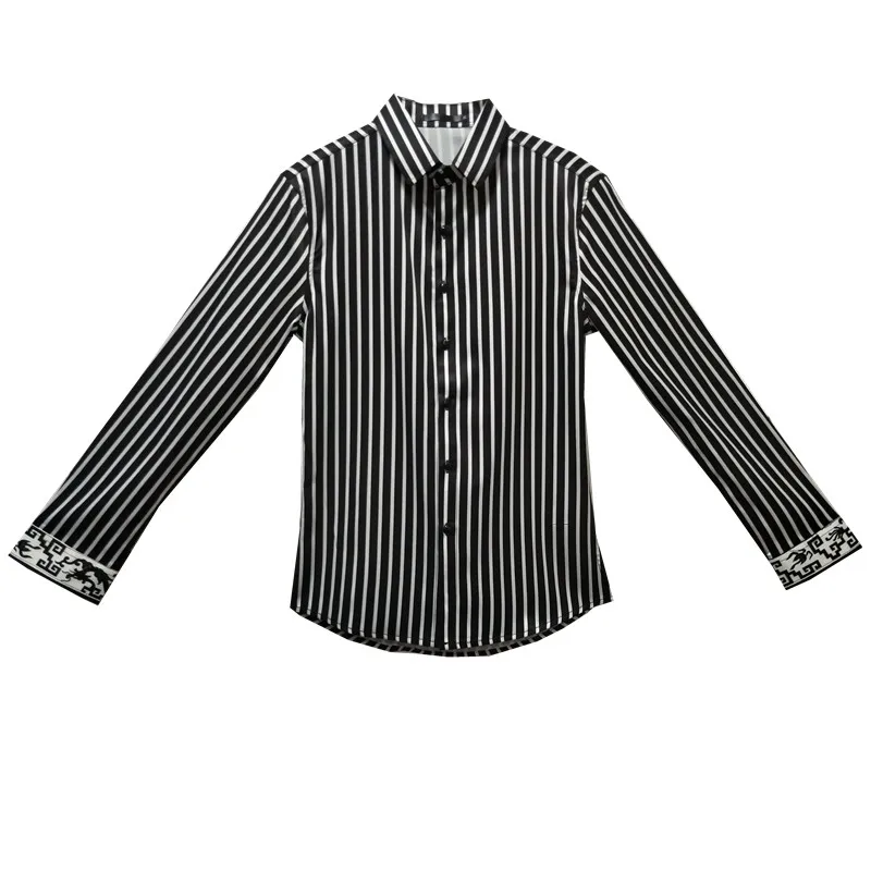 

Loldeal Men Business Casual Long Sleeve Shirt Classic Striped Male Social Dress Shirts Blue