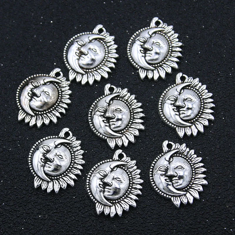 

Подвески из двух цветов, круглые украшения ручной работы с натуральным солнцем, луной, винтажные Подвески для изготовления ювелирных изделий с логотипом «сделай сам», 16 х20 мм, 20 шт.