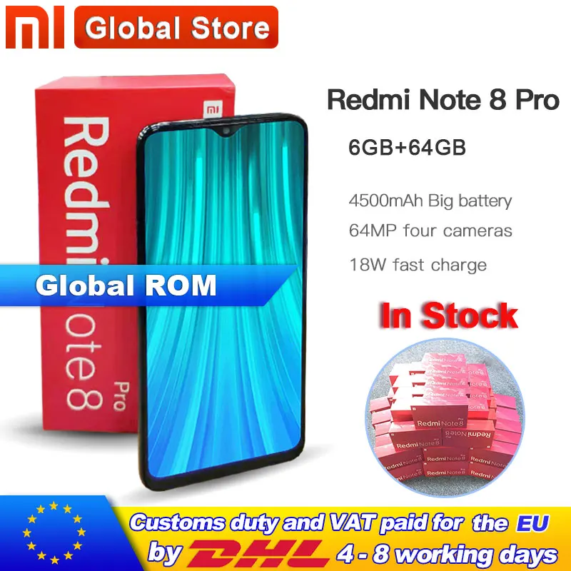 Оригинальный Смартфон Xiaomi Redmi Note 8 pro 64GB 6GB MTK Helio G90T с глобальной прошивкой 6 35 &quot64 MP