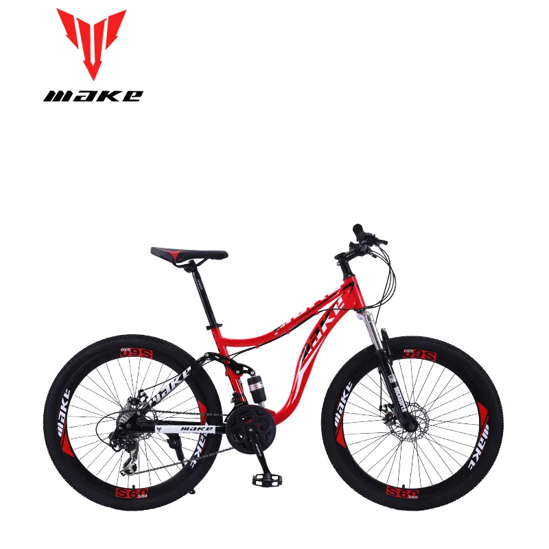 Сделать горный велосипед стальной Рама полная подвеска рама 24 скорости Shimano 2" сплав колеса - Цвет: White red  40 spoke