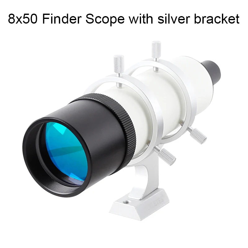8x50 silver bracket 50 мм Finder Scope с крестом волос сетка сплав HD Finderscope в различном увеличением астрономический телескоп аксессуары - Цвет: 8x50 silver bracket