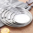 Высококачественный корейский Круглый Поднос из нержавеющей стали для стейка, однослойный зеркальный поднос для стейка с отделкой Hairline, фотография