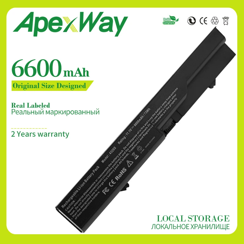 

Аккумулятор Apexway PH06 HSTNN-CB1A, 6600 мА · ч, для HP ProBook 4320s, 4321S, 4325s, 4326s, 4420s, 4421s, 4425s, 4520s, 4525, 420, 425, 620, 625