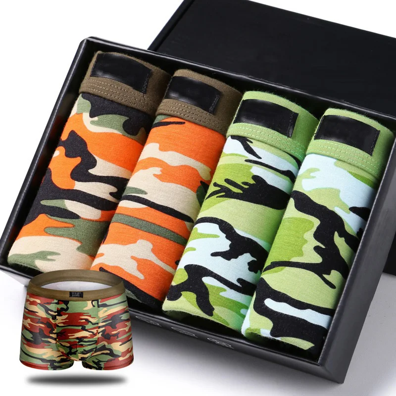 Боксеры мужские из модала и камуфляжа брендовые короткие шорты пикантное нижнее