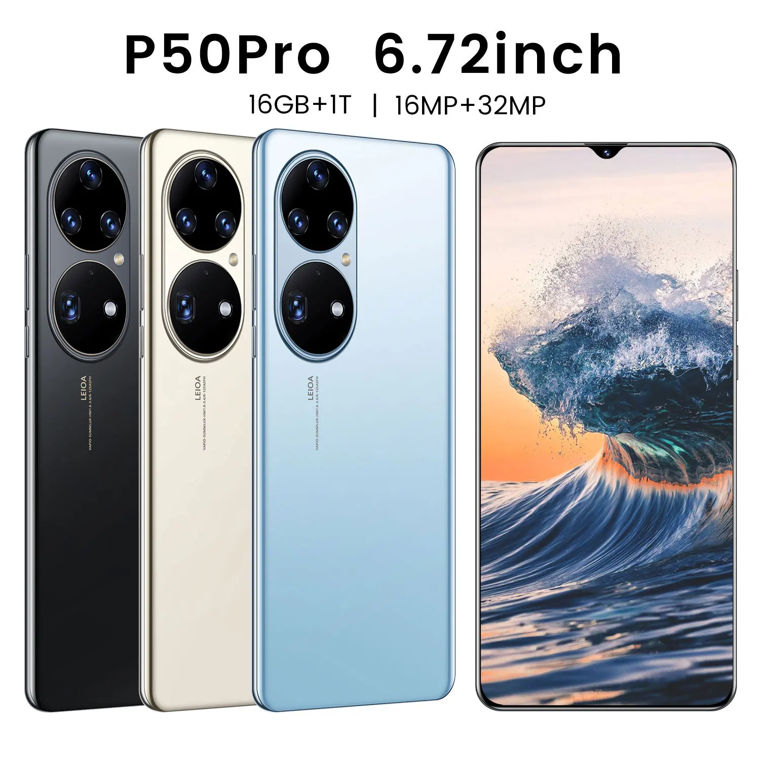

Smartphones P50 Pro Dual SIM cellular phones 6.7 Inches 6800Mah Andriod10 Deca Core MTK6889 32MP 1T ROM Global Version