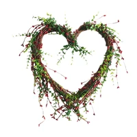 valentines day decoration garland simulation red mini berries rattan foam long lasting life artificial heart shaped wreath
