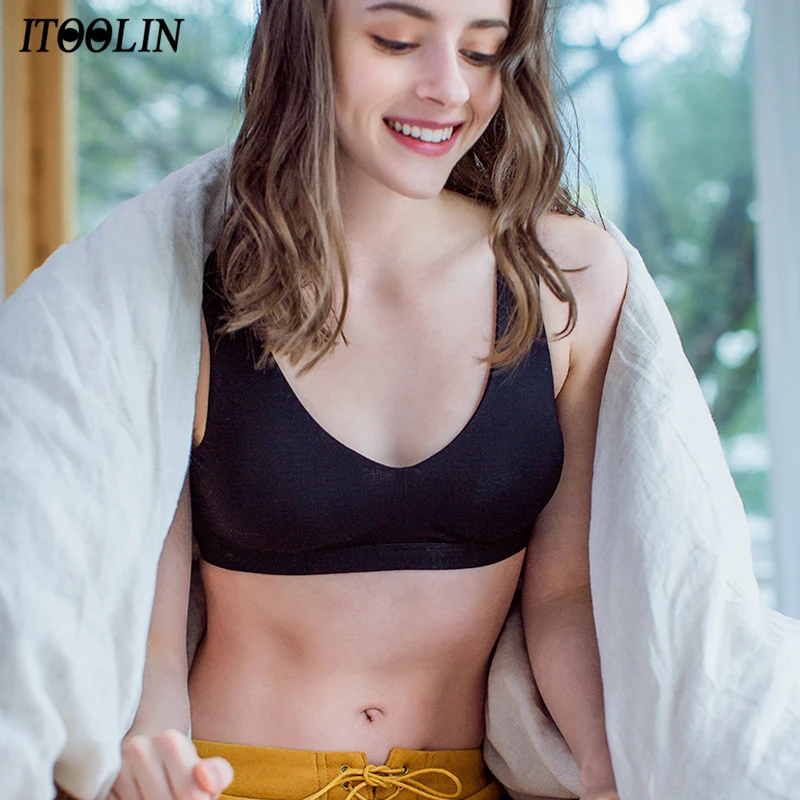 ITOOLIN u-образный Топ без спинки бюстгальтер из хлопка Беспроводной топ нижнее