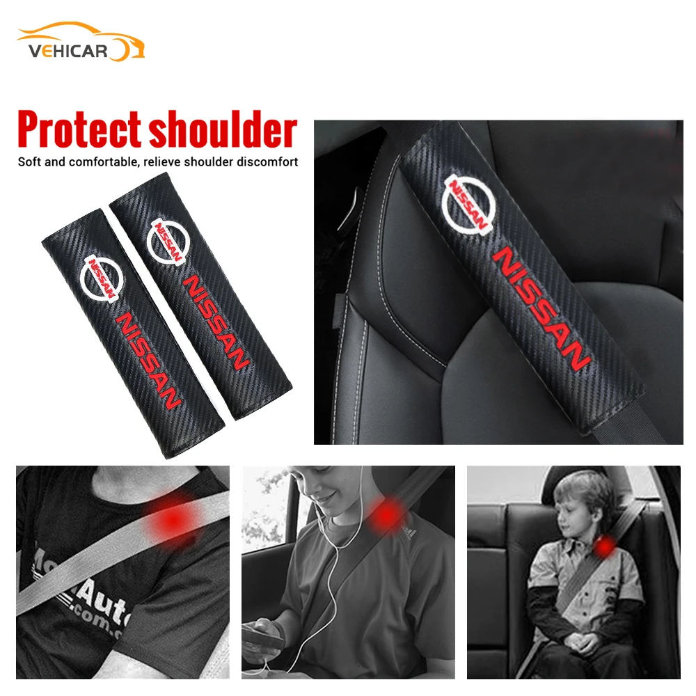

VEHICAR Car Seat Belt Cover 2PCS Auto Safety Belt Pad Driver Shoulder Protector for NISSAN Auto Seatbelt Cushion Pads