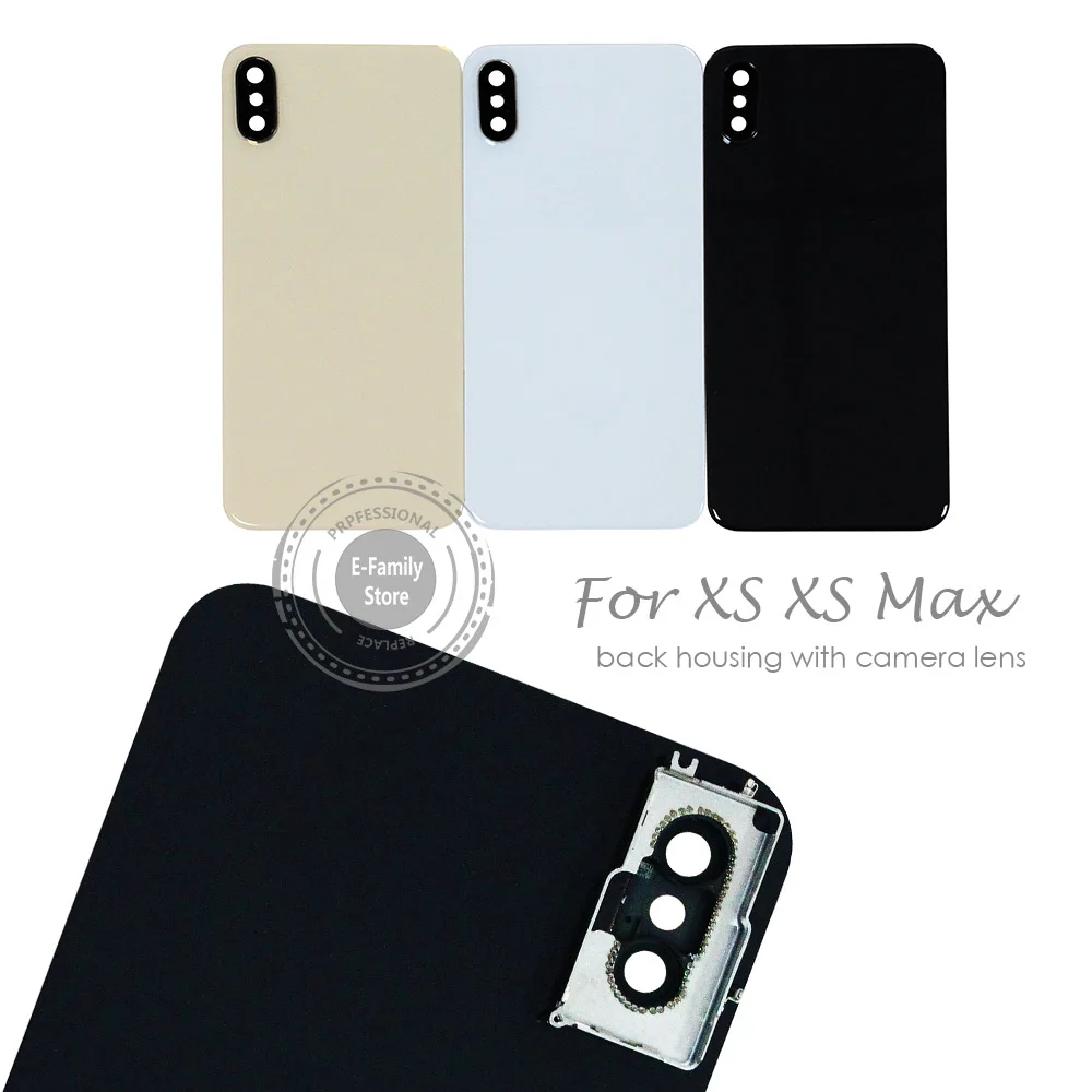 E-family для iPhone XS Max Задняя крышка батареи Задняя стеклянная крышка корпуса чехол+ наклейка запасная часть для iPhone XR с объективом камеры