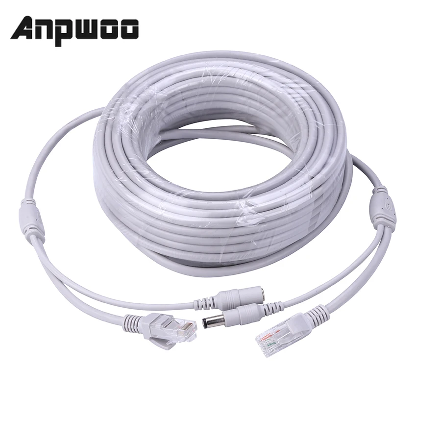 Сетевой удлинитель ANPWOO для IP камер 5 м/10 м/20 м/30 м разъем 2 1 мм/5 мм RJ45 + питания