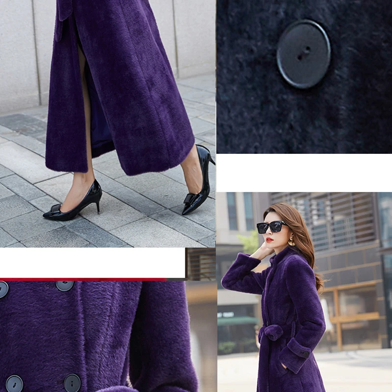 2022 Winter Jacket Women elegant Long Overcoat Female Mink Fleece Warm Jackets Manteau Femme Plus size slim mink fur coat | Женская