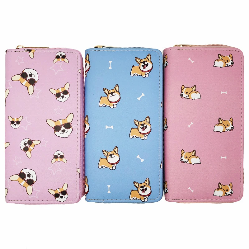 

Women Long Zipper Corgi Printed Purse Ladies Fashion Phone Bag Coin Wallets 8.99