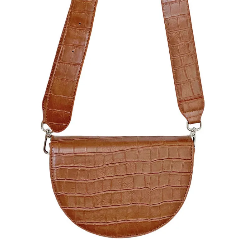 Женская сумка с узором крокодиловая кожа полукруглая мини через плечо 2019|Сумки