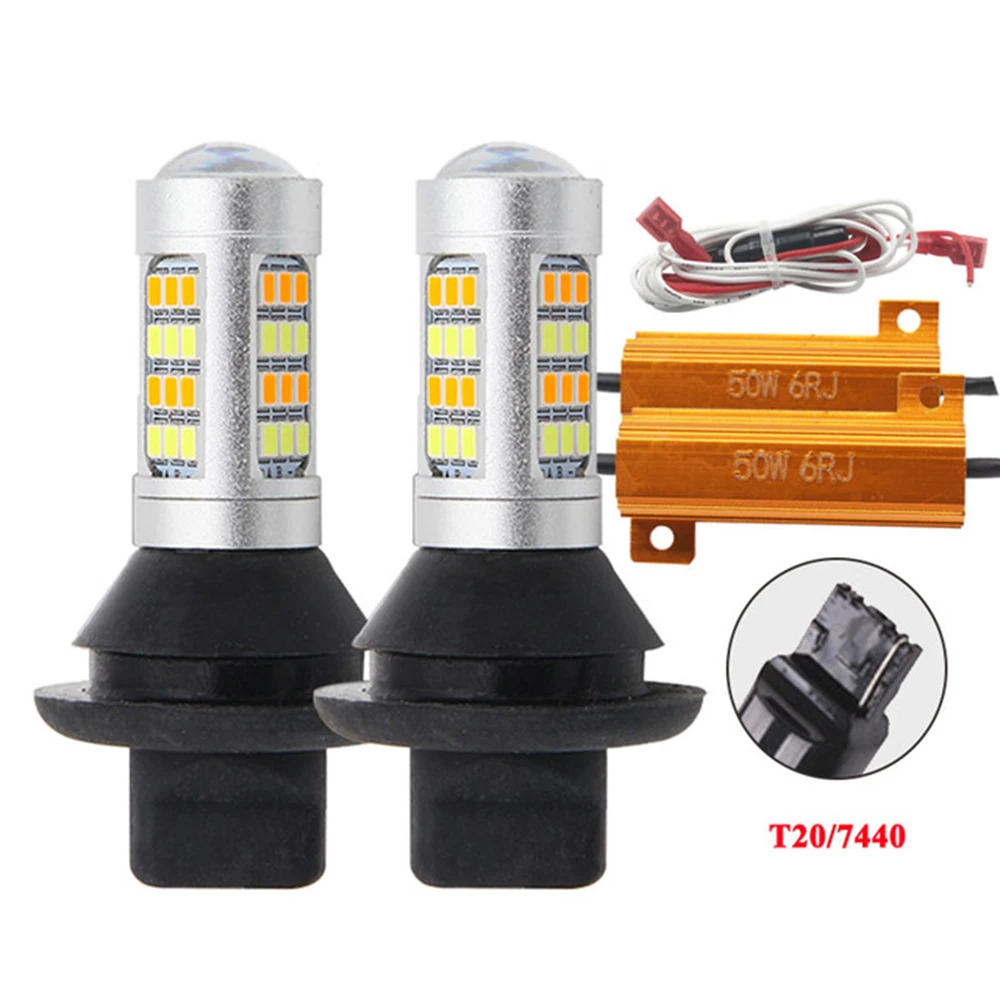1Set 1156 P21W BA15S 2835 42SMD Amber White/Ice blue/Amer/Red/Pink Switchback LED Bulbs S25 DRL Turn Signal Light 12V Two-color |